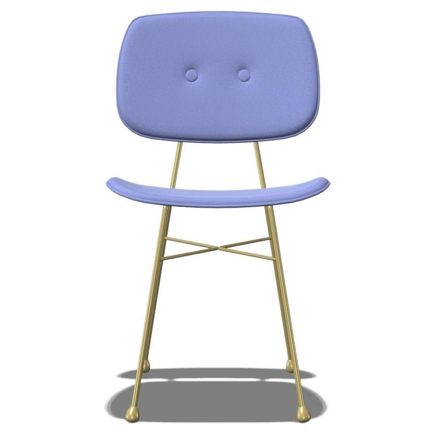 Moooi The Golden Chair in Golden Steel Frame and Divina 3, 676 Blue Upholstery For Sale