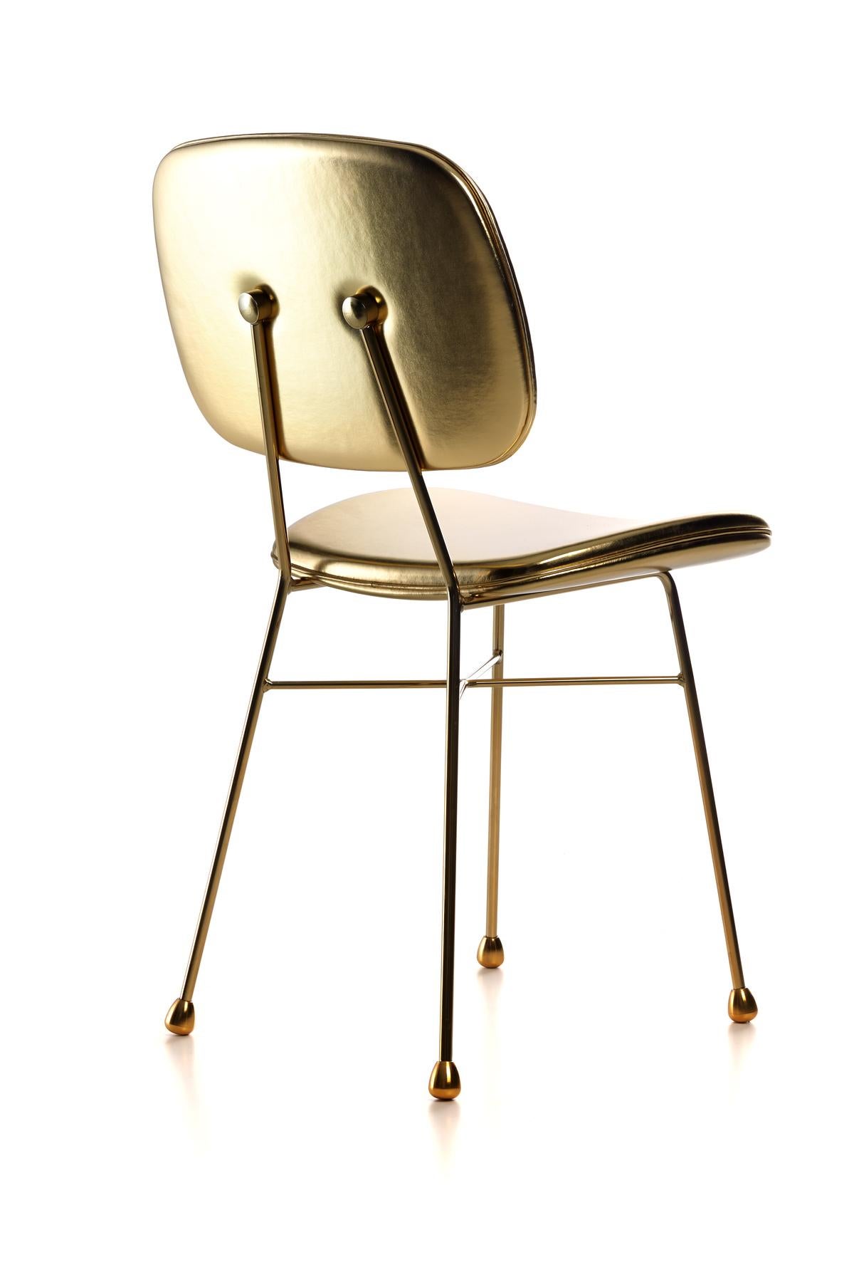 Moderne Moooi The Golden Chair avec cadre et tissu d'ameublement en acier doré en vente