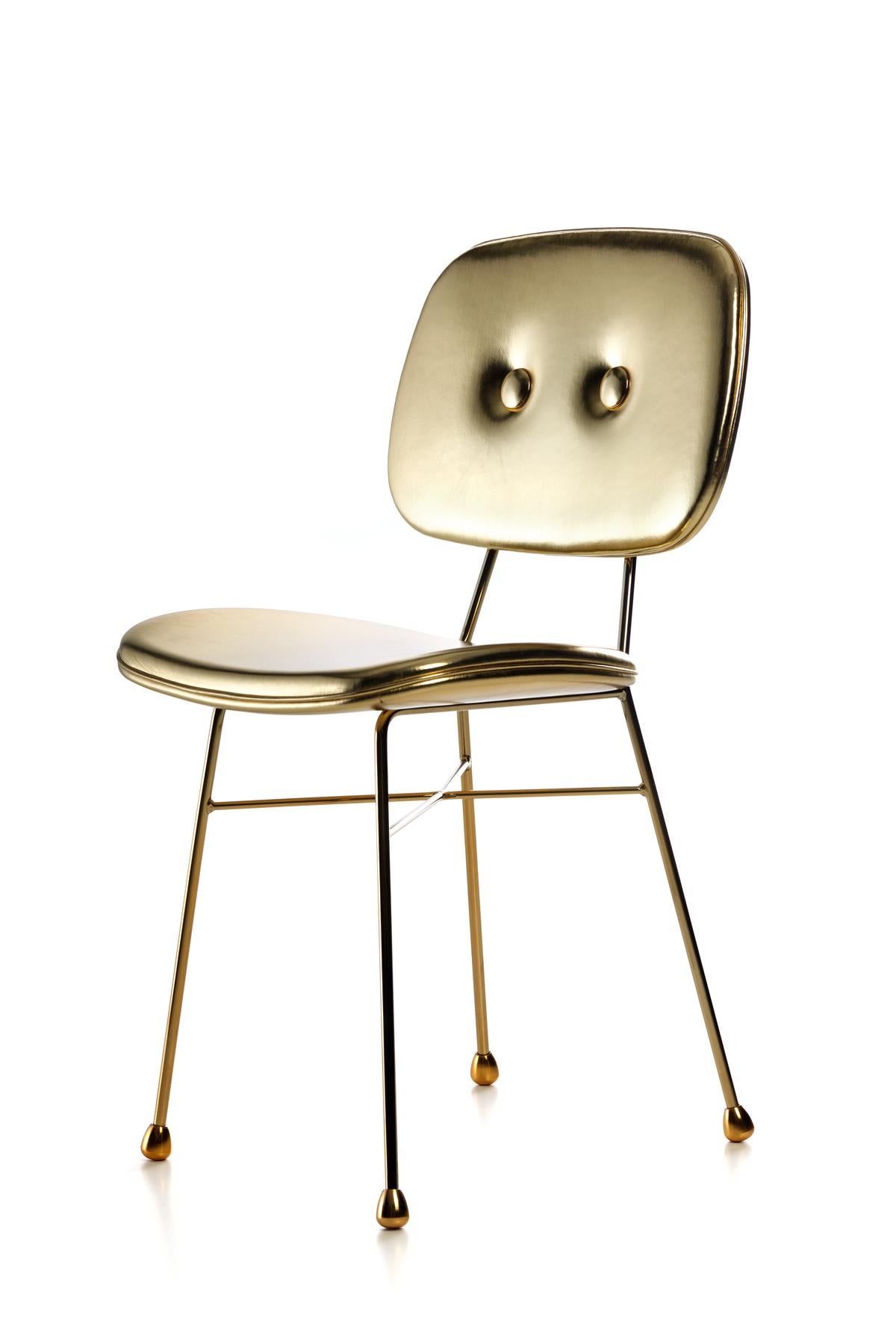 Néerlandais Moooi The Golden Chair avec cadre et tissu d'ameublement en acier doré en vente