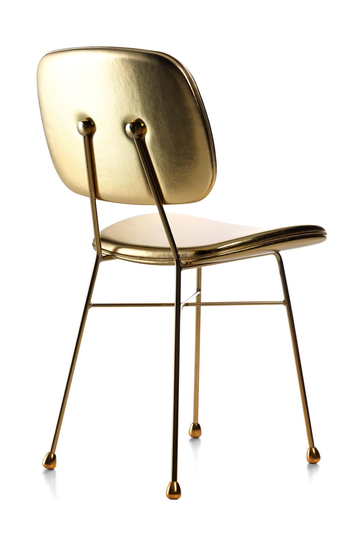 Moooi The Golden Chair avec cadre et tissu d'ameublement en acier doré Neuf - En vente à Brooklyn, NY