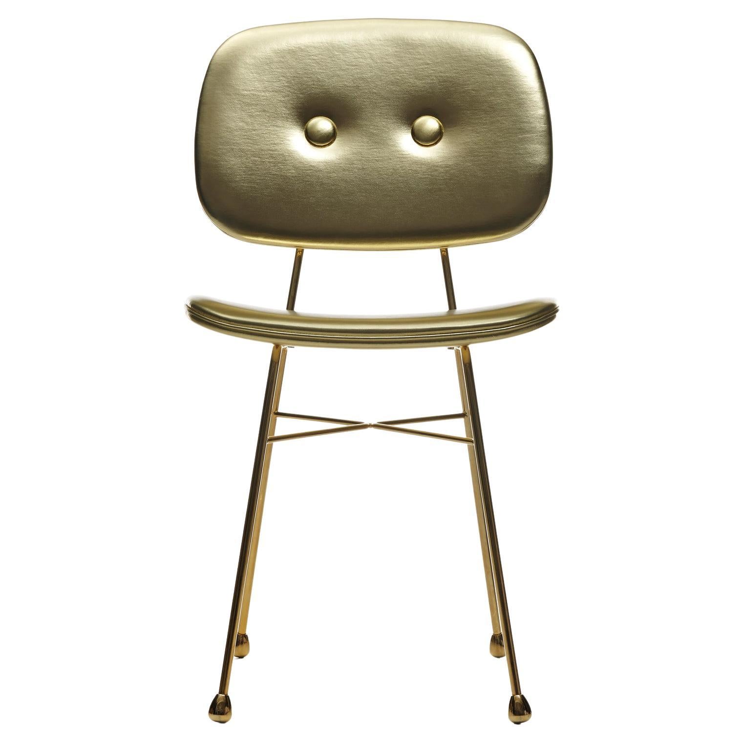 Moooi The Golden Chair avec cadre et tissu d'ameublement en acier doré