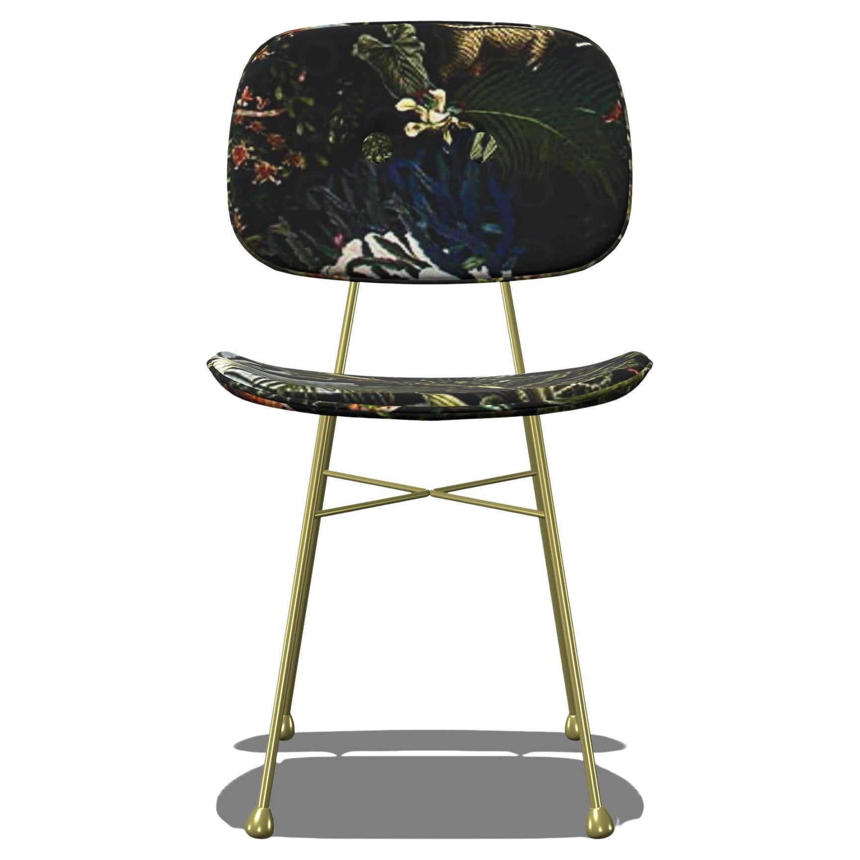 Moooi the Golden Chair in Golden Steel & the Menagerie of Extinct Animals Velvet For Sale
