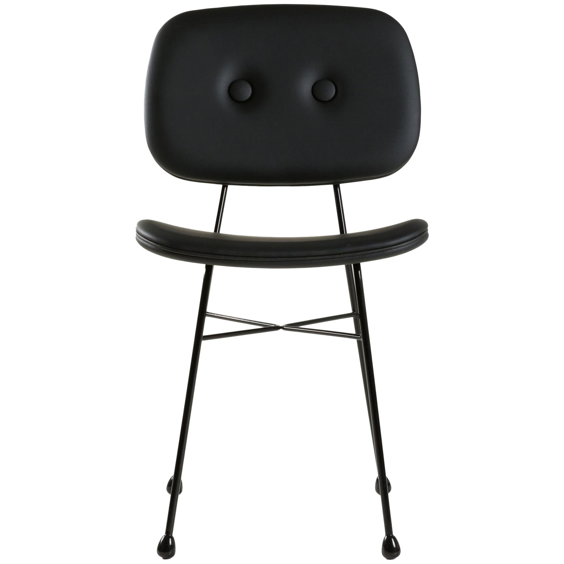 Moooi "The Golden Chair" in Matt Black Synthetic Leather and Black Steel Frame For Sale