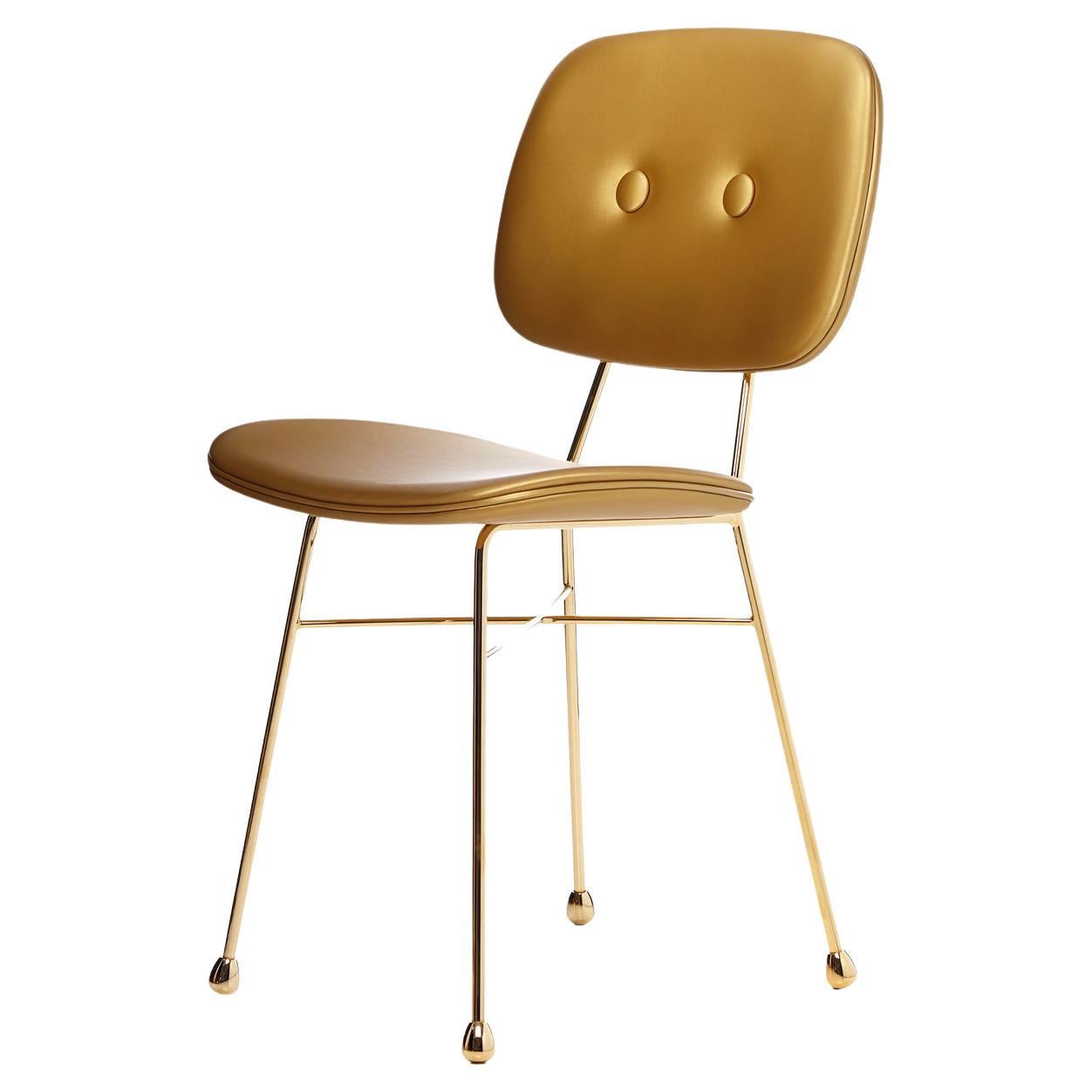 Moooi The Golden Chair avec cadre et tissu d'ameublement en acier doré mat en vente