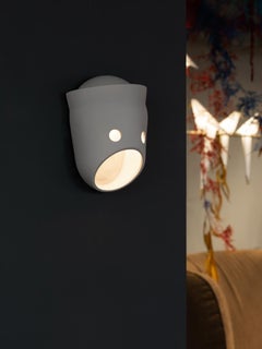 Moooi The Party Ceramic LED Wall Lamp, Ted, in Grey with Brass Knob