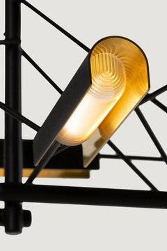 Moooi Tinkering 85 LED Suspension Lamp in Black Metal Frame with Brass Shades