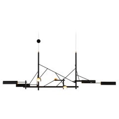 Moooi Tinkering 85 LED Suspension Lamp in Black Metal Frame with Brass Shades