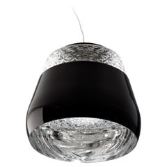 Moooi Valentine Large Suspension Lamp in Blown Glass with Black Metal Shade