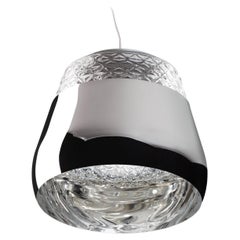 Grande lampe à suspension Moooi Valentine en verre soufflé avec abat-jour en métal chromé