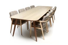 Moooi Zio Dining Chair in Denim Light Wash Upholstery with Oak Natural Oil Frame