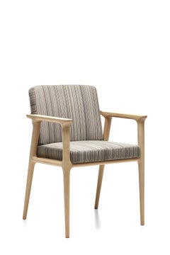 Moooi Zio Dining Chair in Manga Brown Upholstery & Oak Stained White Wash Frame