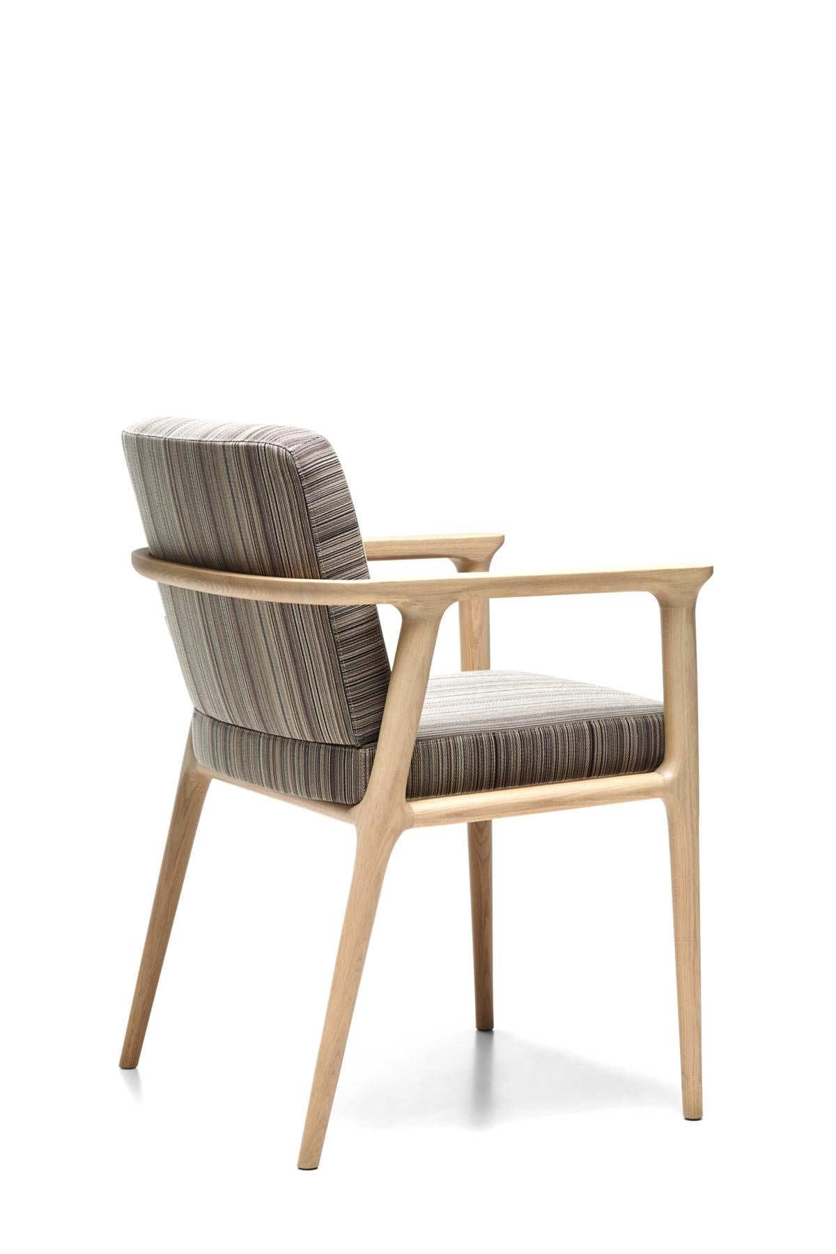 Modern Moooi Zio Dining Chair in Manga Brown Upholstery & Oak Stained White Wash Frame For Sale