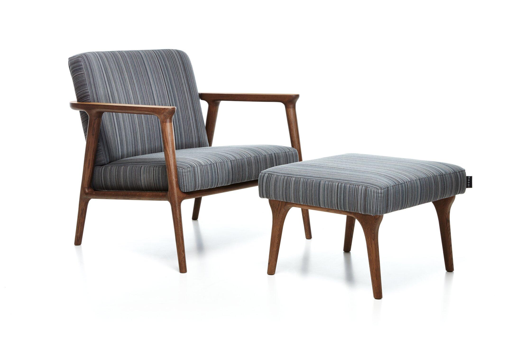 Dutch Moooi Zio Lounge Chair in Manga, Brown Upholstery with Oak Stained Grey Frame For Sale