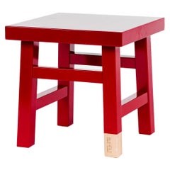 Mooooi Red Lacquered Solid Birch Farmer Side Table
