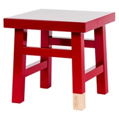 Mooooi Red Lacquered Solid Birch Farmer Side Table
