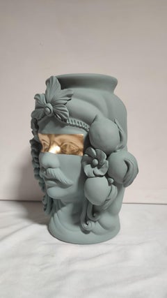 Moor Head Special Edition 2024, Vase, Handmade in Italy, Bespoke. Emerald