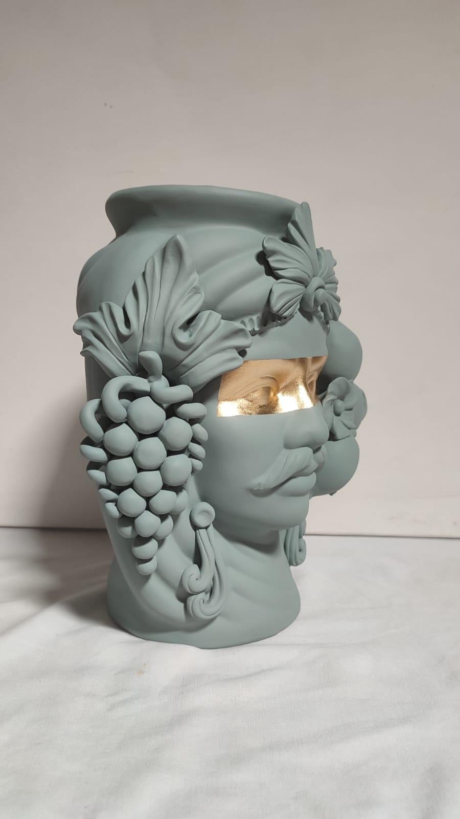 Italian Moor Head Special Edition 2024, Vase, Handmade in Italy, Bespoke. Emerald For Sale