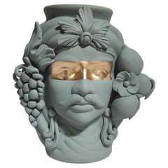 Moor Head, Sonderausgabe 2024, Vase, handgefertigt in Italien, maßgeschneidert. Smaragd