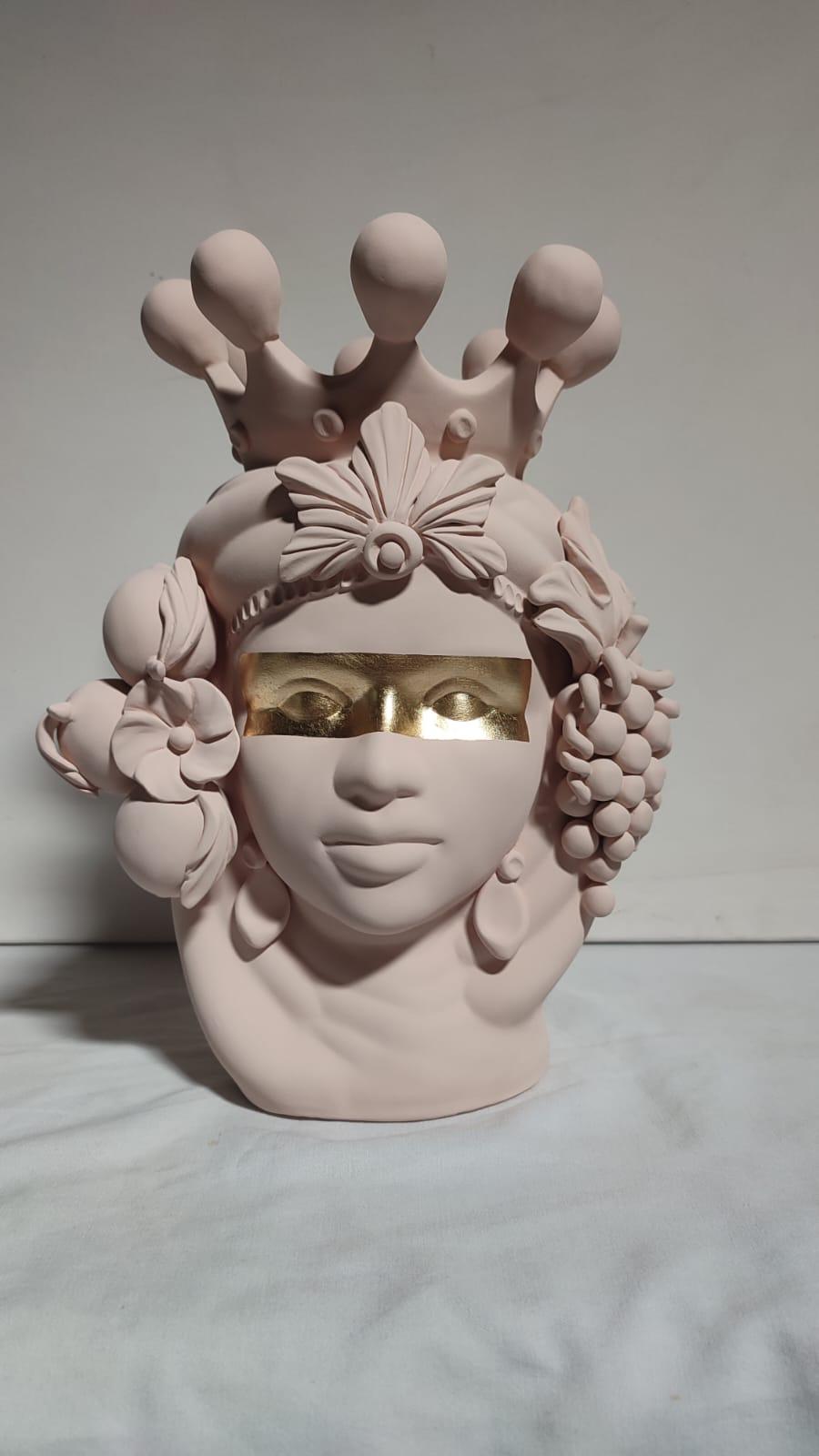 Modern Moor Head Special Edition 2024, Vase, Handmade in Italy, Bespoke. Eye Strip Gold For Sale