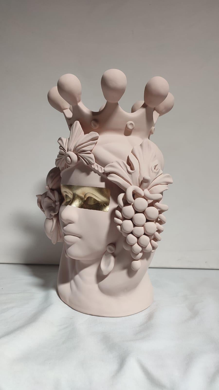 Italian Moor Head Special Edition 2024, Vase, Handmade in Italy, Bespoke. Eye Strip Gold For Sale
