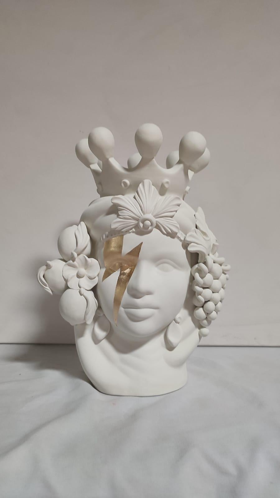 Italian Moor Head Special Edition 2024, Vase, Handmade in Italy, Bespoke. Gold Thunder For Sale