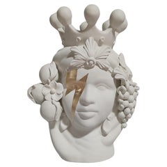 Moor Head Special Edition 2024, Vase, Handmade in Italy, Bespoke. Gold Thunder