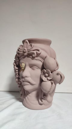 Moor Head Special Pastel Edition, Vase, Handmade in Italy, Bespoke. Gold X