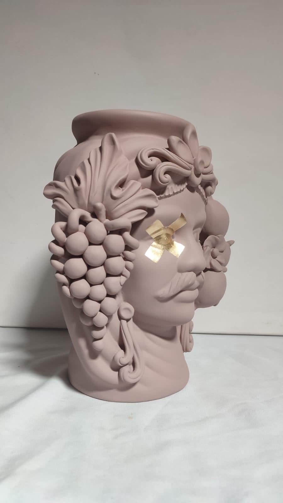 Italian Moor Head Special Edition 2024, Vase, Handmade in Italy, Bespoke. Gold X For Sale