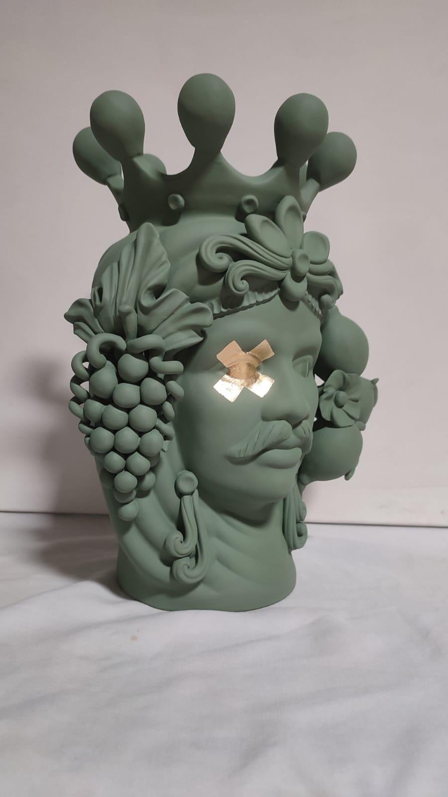 Italian Moor Head Special Edition 2024, Vase, Handmade in Italy, Bespoke. Gold X For Sale