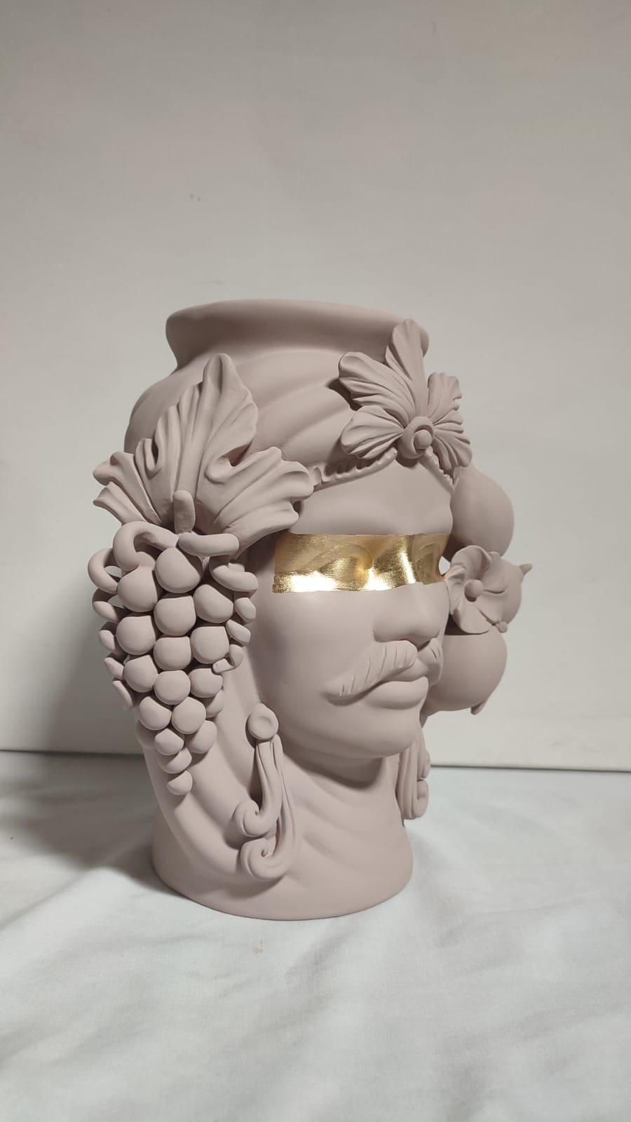 Modern Moor Head Special Edition 2024, Vase, Handmade in Italy, Bespoke. Golden Eye For Sale