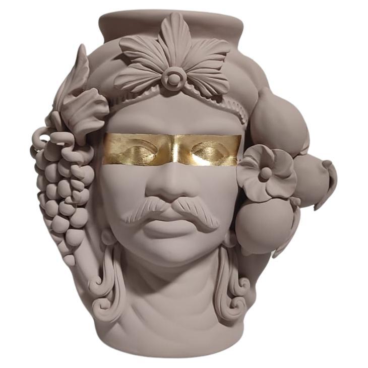 Moor Head Special Edition 2024, Vase, Handmade in Italy, Bespoke. Golden Eye For Sale