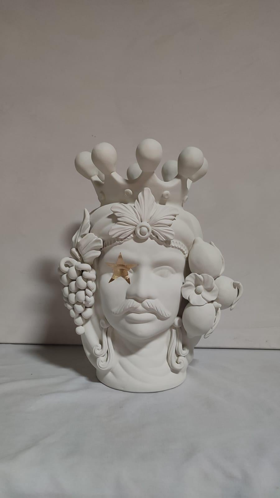 Italian Moor Head Special Edition 2024, Vase, Handmade in Italy, Bespoke. Golden STAR  For Sale