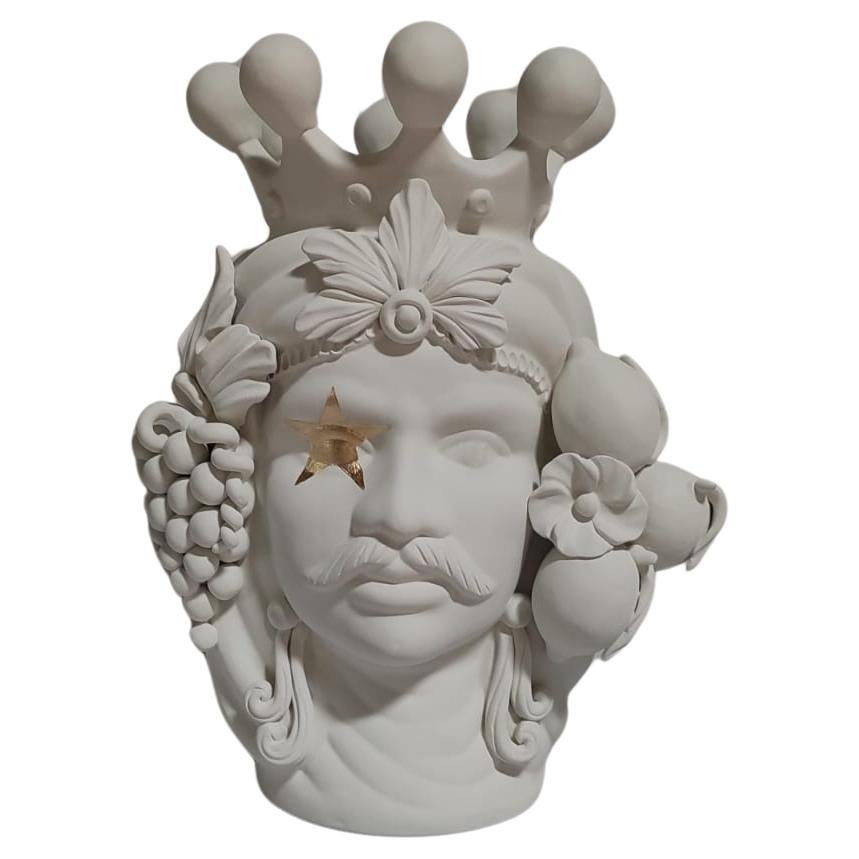 Moor Head Special Edition 2024, Vase, Handmade in Italy, Bespoke. Golden STAR 