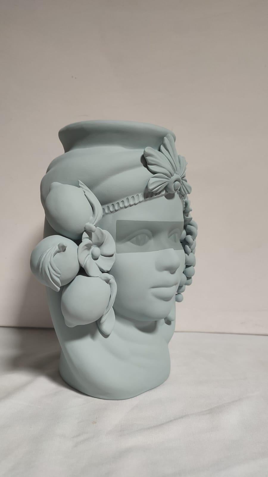 Italian Moor Head Special Edition 2024, Vase, Handmade in Italy, Bespoke. Tone on Tone For Sale