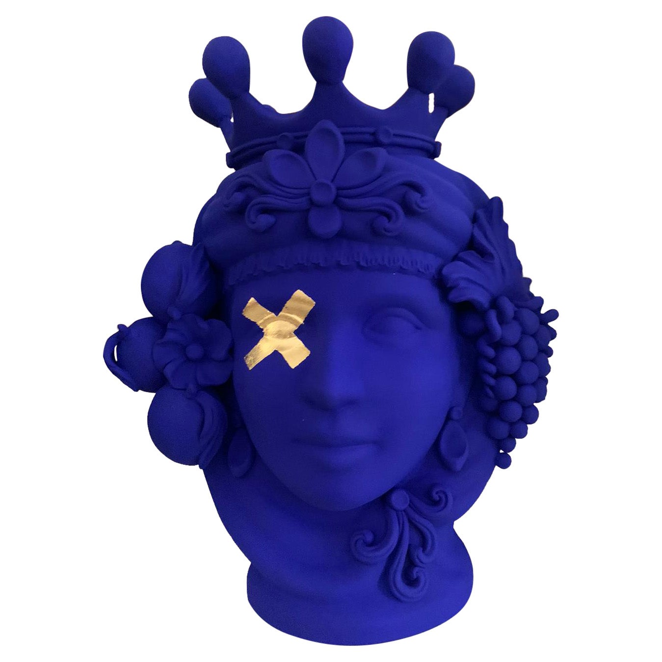 Moorkopf-Vasen „Galaxy Electric Blue“, handgefertigt in Italien, 2019, Home Decor