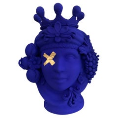 Moor Heads Vases "Galaxy Electric Blue", Handmade in Italy, 2019, Home Decor