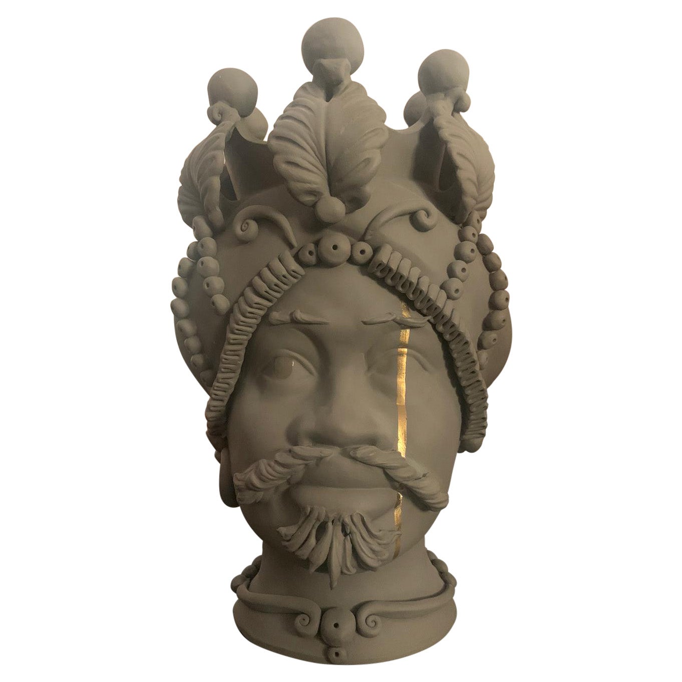 Moor Heads Vases "Mars with gold", Handmade in Italy, 2019, Home Decor