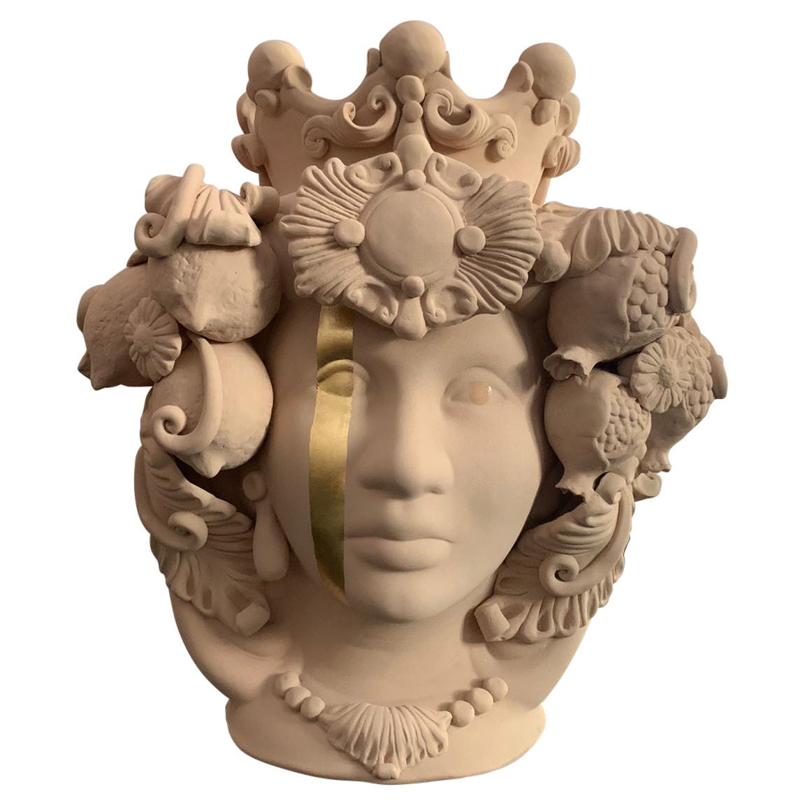 Vasi a forma di testa di moro "Venere con oro", Fatti a mano in Italia, 2019, Design unico