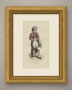 Moor of Algiers, North African Costume, Antique Hand-Colored Print, 1854