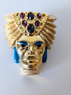 Moor von Venedig Gesicht Brooche in Emaille Farbe und vergoldet Schöpfung