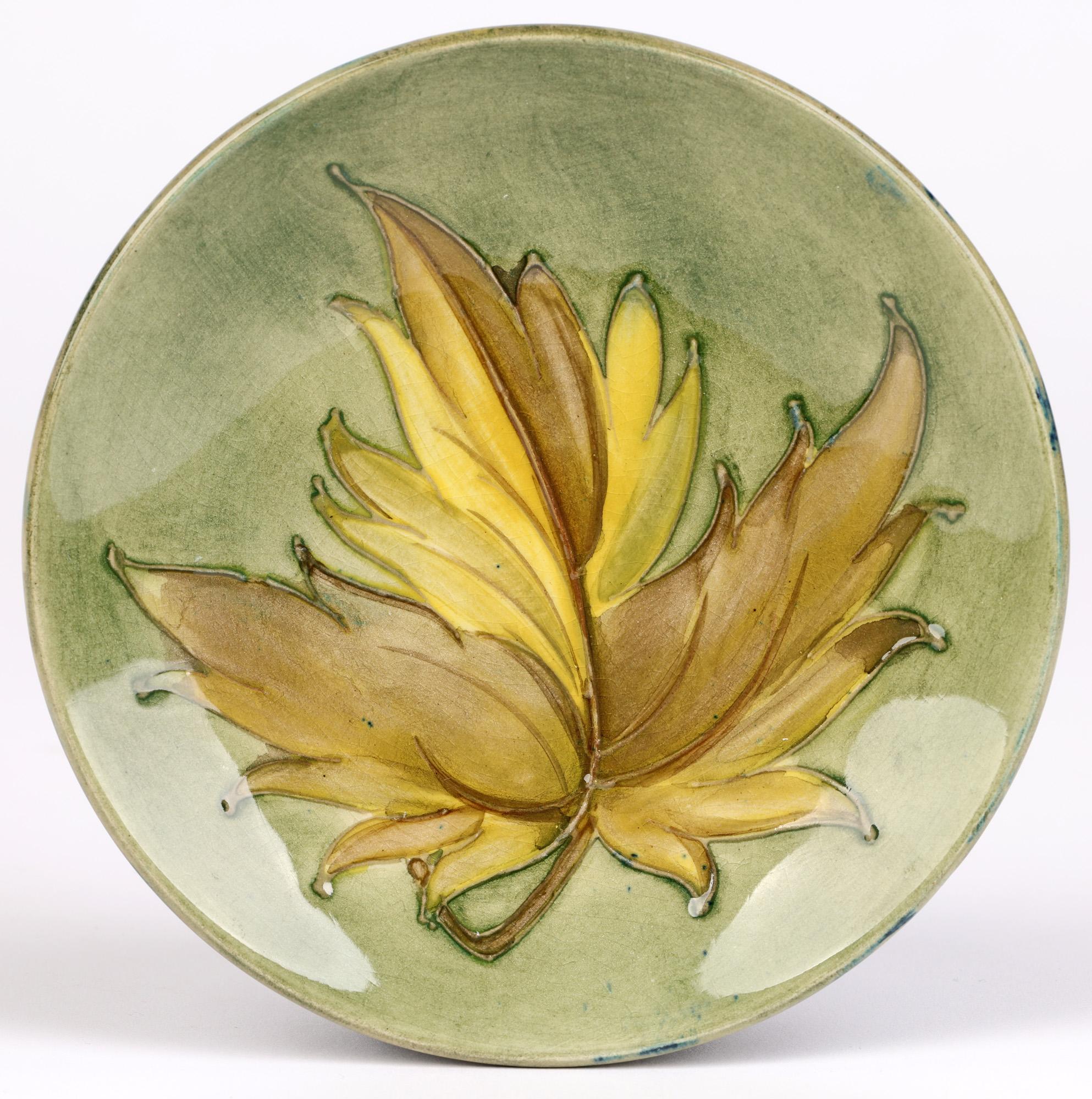 Moorcroft Art Deco Tubelined Leaf Design Pottery Dish   For Sale 2
