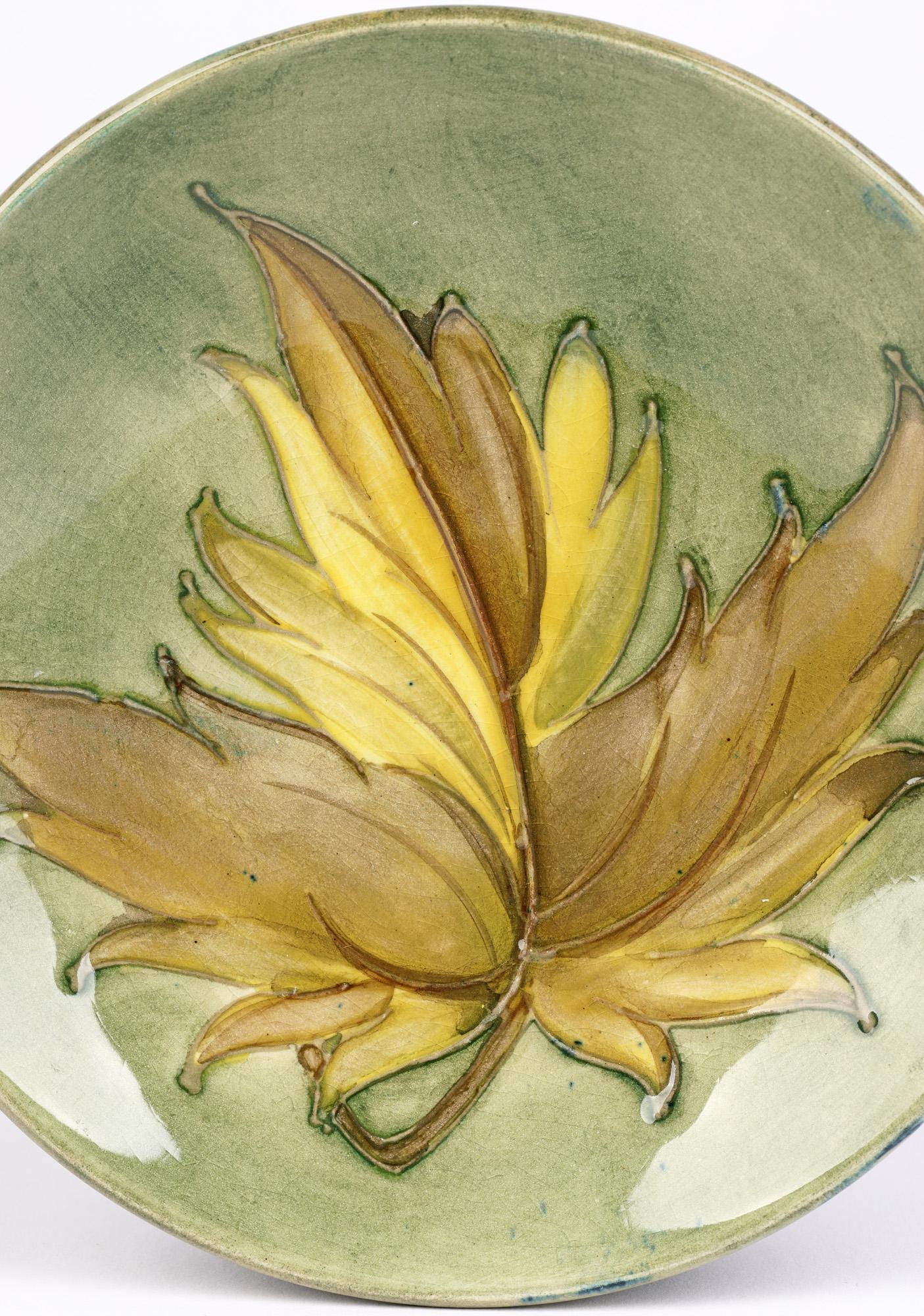 Moorcroft Art Deco Tubelined Leaf Design Pottery Dish   For Sale 3