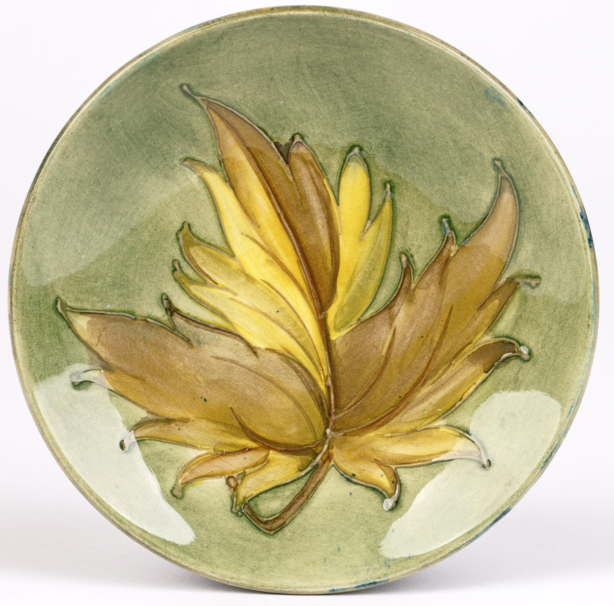 Moorcroft Art Deco Tubelined Leaf Design Pottery Dish   For Sale 5