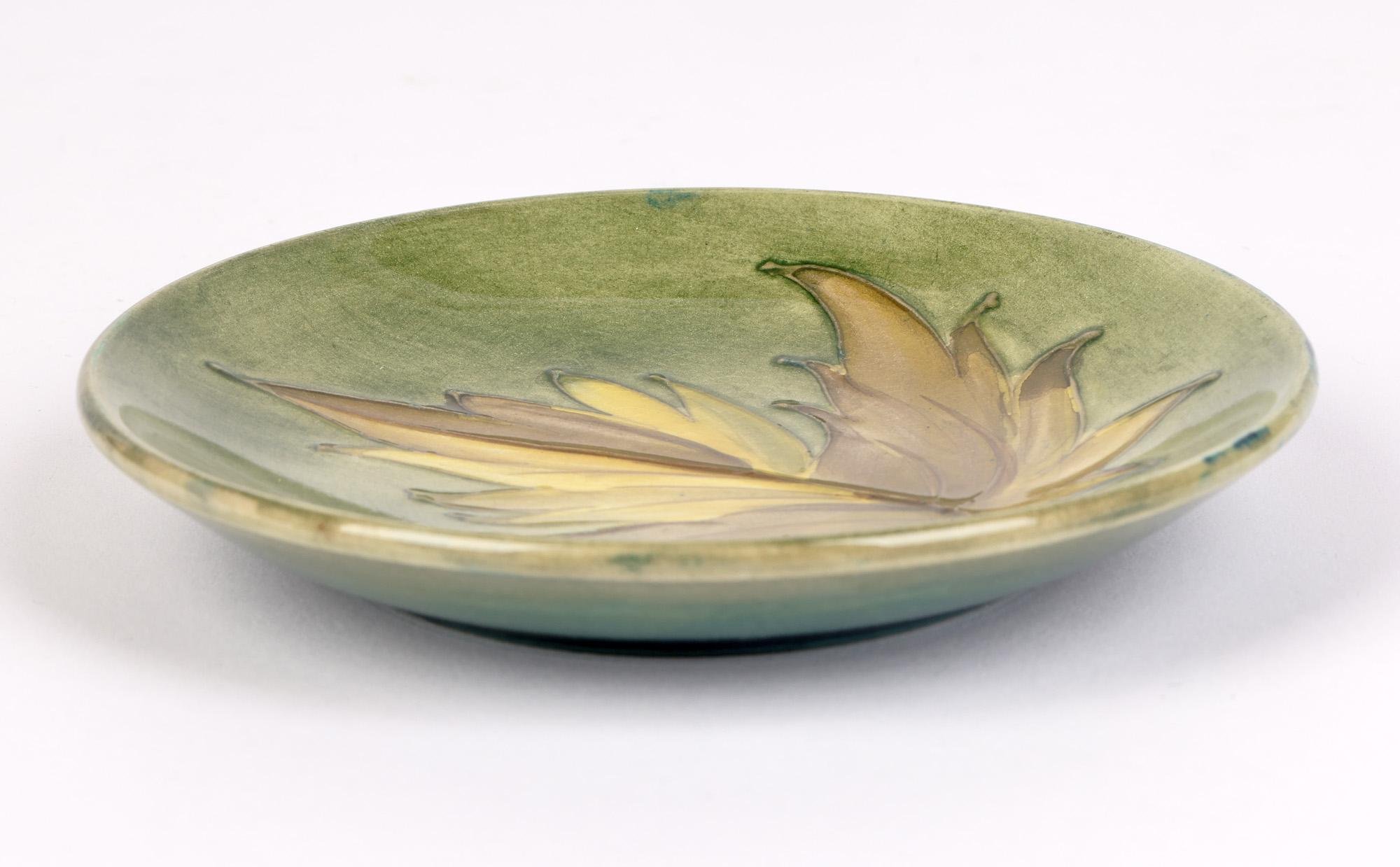Glazed Moorcroft Art Deco Tubelined Leaf Design Pottery Dish   For Sale