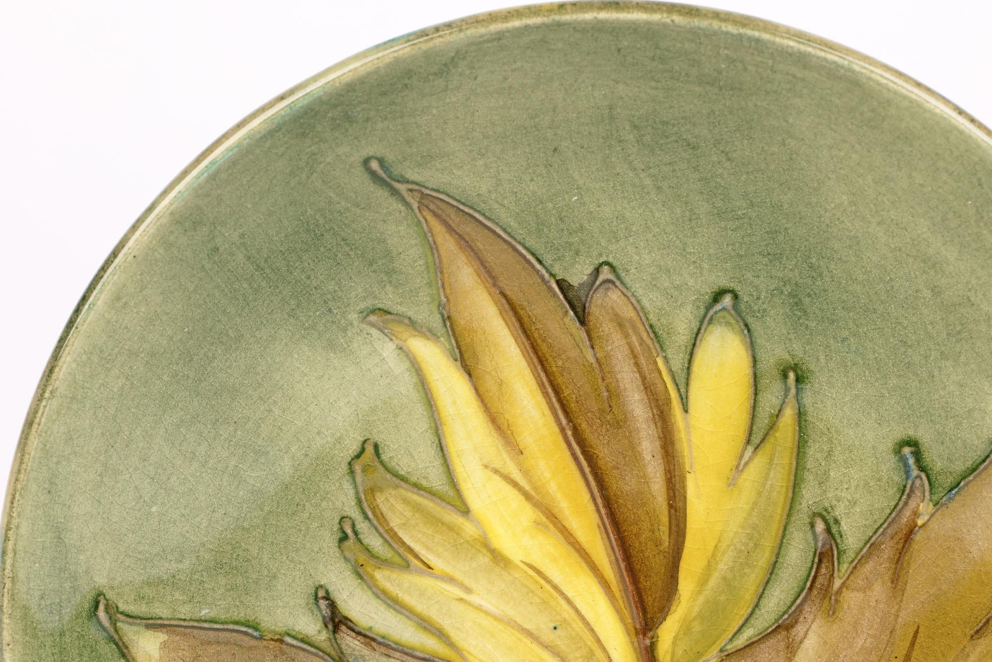Ceramic Moorcroft Art Deco Tubelined Leaf Design Pottery Dish   For Sale