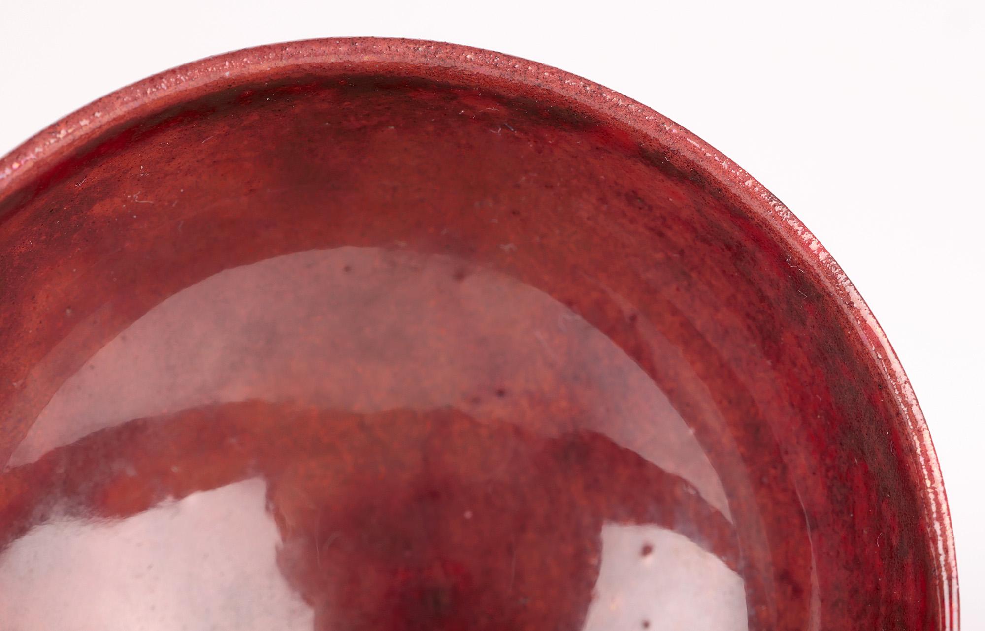Moorcroft Arts & Crafts Miniature Red Mottled Glaze Pottery Bowl For Sale 2