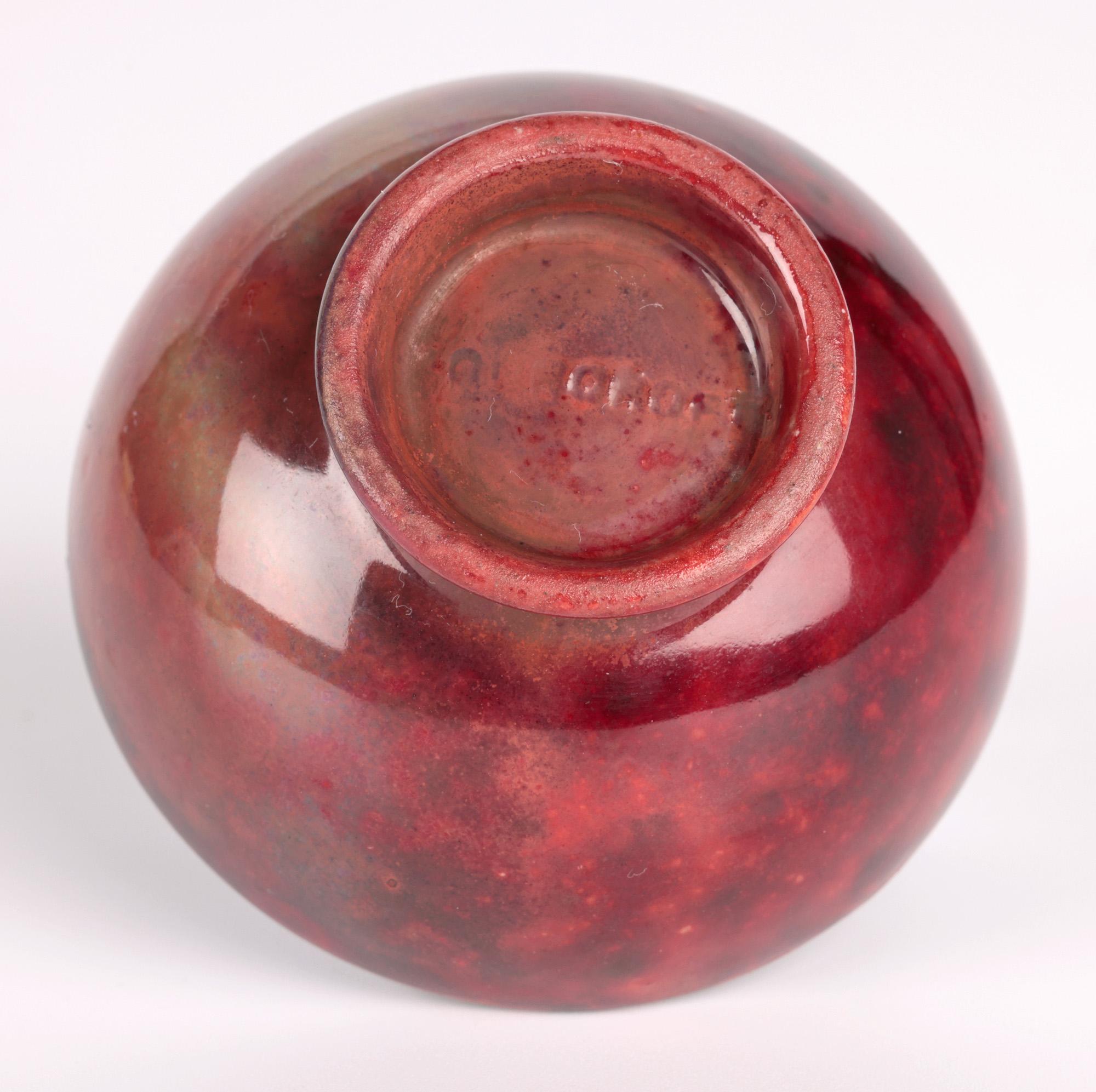 Moorcroft Arts & Crafts Miniature Red Mottled Glaze Pottery Bowl For Sale 5
