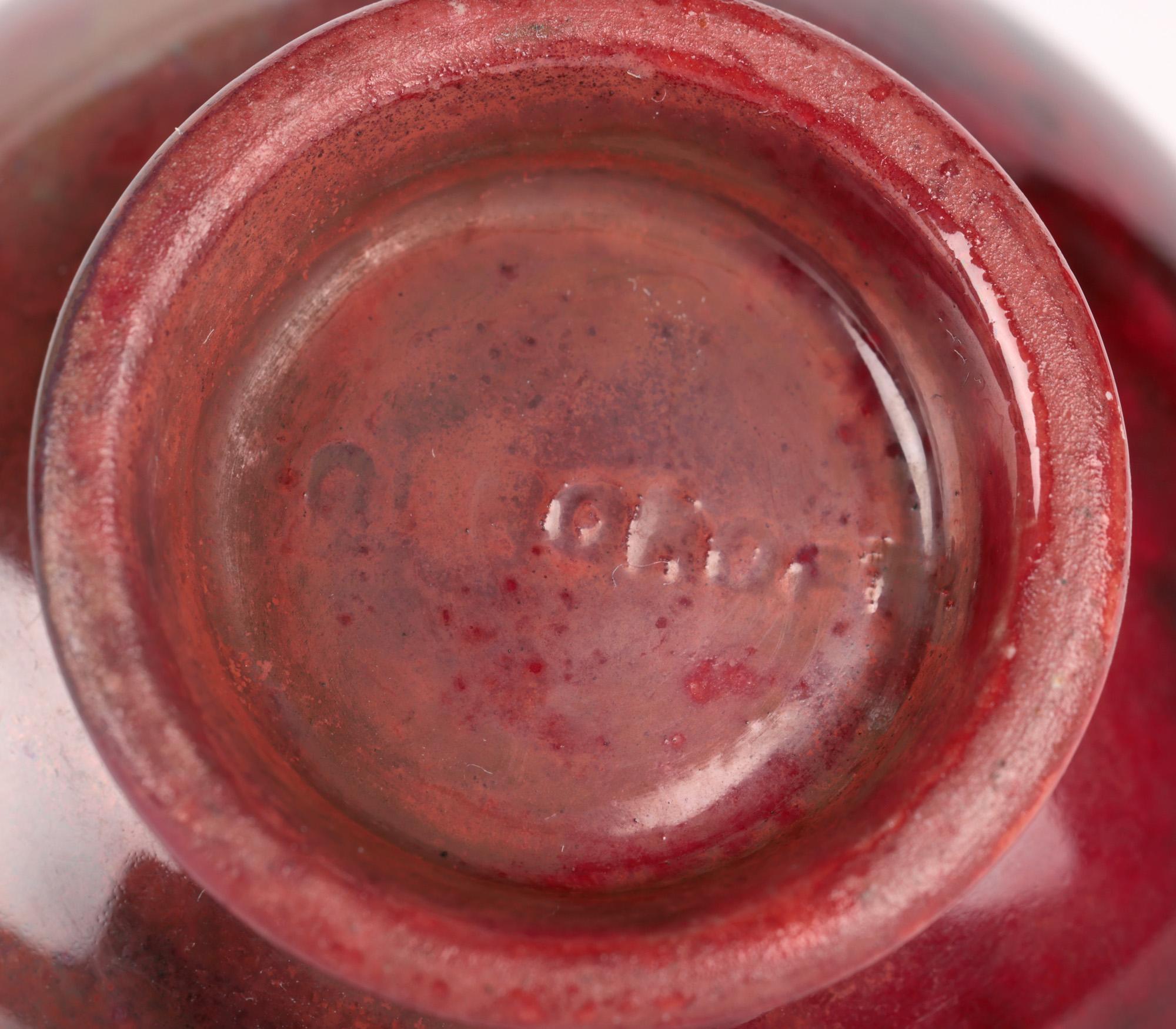 Moorcroft Arts & Crafts Miniature Red Mottled Glaze Pottery Bowl For Sale 6