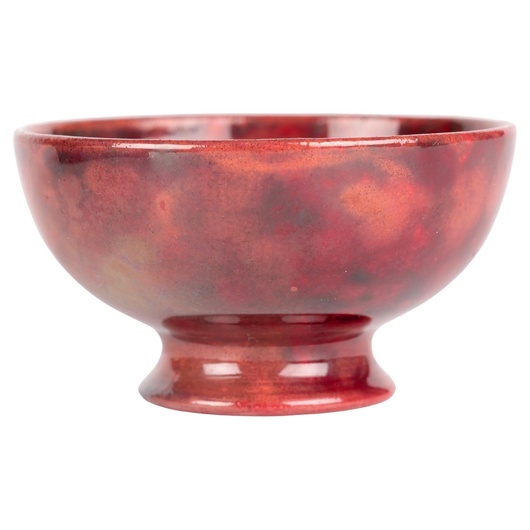 Moorcroft Arts & Crafts Miniature Red Mottled Glaze Pottery Bowl For Sale