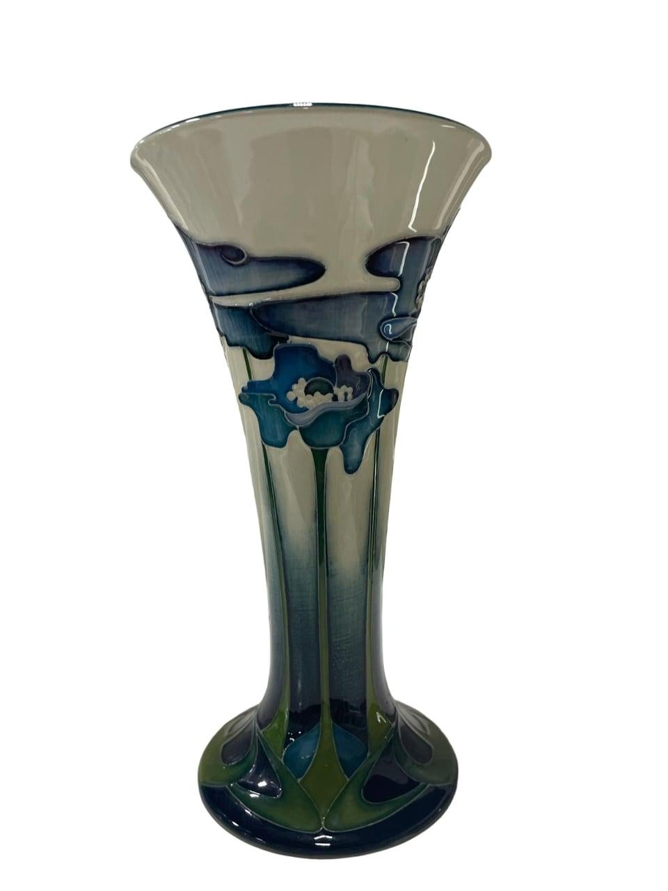 Ceramic MOORCROFT Blue Heaven TRIAL vase,  by Nicola Slaney dated 4.11.09 BOXED For Sale